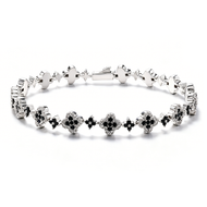 White Gold Plated Multi Color Shape Tennis Bracelet