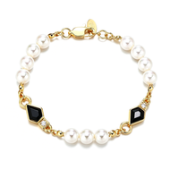 7mm Black Beads Pearl Bracelet