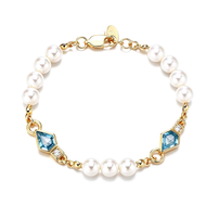 7mm Aqua Beads Pearl Bracelet
