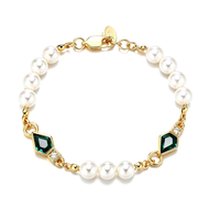 7mm Emerald Beads Pearl Bracelet