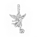 White Gold Plated Football Angels Pendant