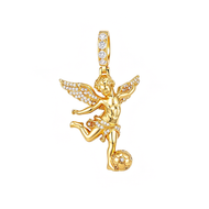 14K Plated Football Angels Pendant