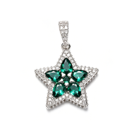 White Gold Plated Green Star Pendant