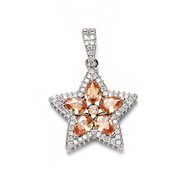 White Gold Plated Champagne Star Pendant