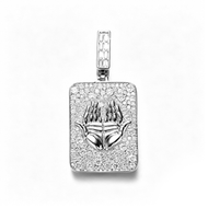 White Gold Plated Mosaic Setting HMDL Pendant