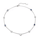 White Gold Plated Thin Sapphire Iced Motifs Chain