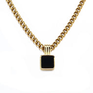 14K Plated Mini Onyx Pendant