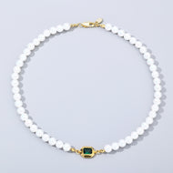 7mm Emerald Stone Pearl Chain