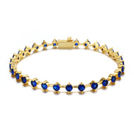 14K Gold Plated 3mm Sapphire Round Cut Tennis Bracelet
