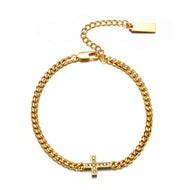 14K Plated 4mm Cross Cuban Bracelet