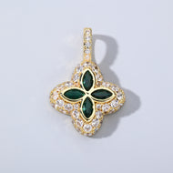 14K Gold Plated Green Clover Motif Pendant