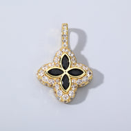 14K Gold Plated Black Clover Motif Pendant
