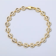 7mm 14K Gold Plated Iced Smile Bracelet