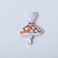 White Gold Plated Iced Mushroom