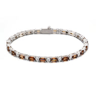 White Gold Plated 2mm Coffee- White Tennis Bracelet