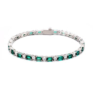 White Gold Plated 2mm Emerald- White Tennis Bracelet