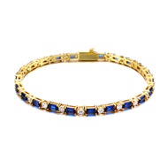 14K Gold Plated 2mm Sapphire- White Tennis Bracelet