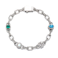 White Gold Plated Iced Motifs Bracelet