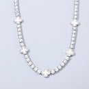 5mm White Motif White Gold Plated Tennis Chain