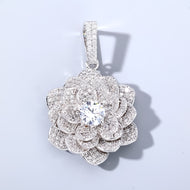 White Gold Plated Flower Centre Stone Pendant
