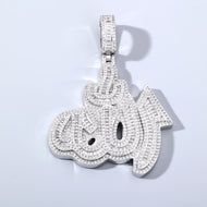White Gold Plated Baguette ''Allah'' Pendant