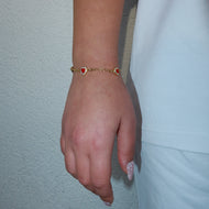 14K Gold Plated Red Heart Bracelet