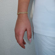 14K 6mm Iced Link Bracelet W