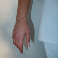 14K Gold Plated 6mm Iced Heart Cuban Bracelet