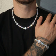 5mm White Motif White Gold Plated Set