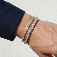 3mm + 5mm 14K Gold Plated Tennis Bracelet Set