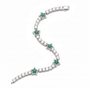 10mm White Gold Plated Green Star Motif Bracelet