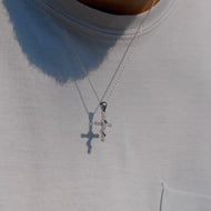 925 Sterling Silver Mini Snake Cross - 20'' (50cm)