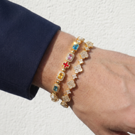 14K Gold Plated Multi Moitfs Bracelet - 8mm 14K Gold Plated Motifs Bracelet SET