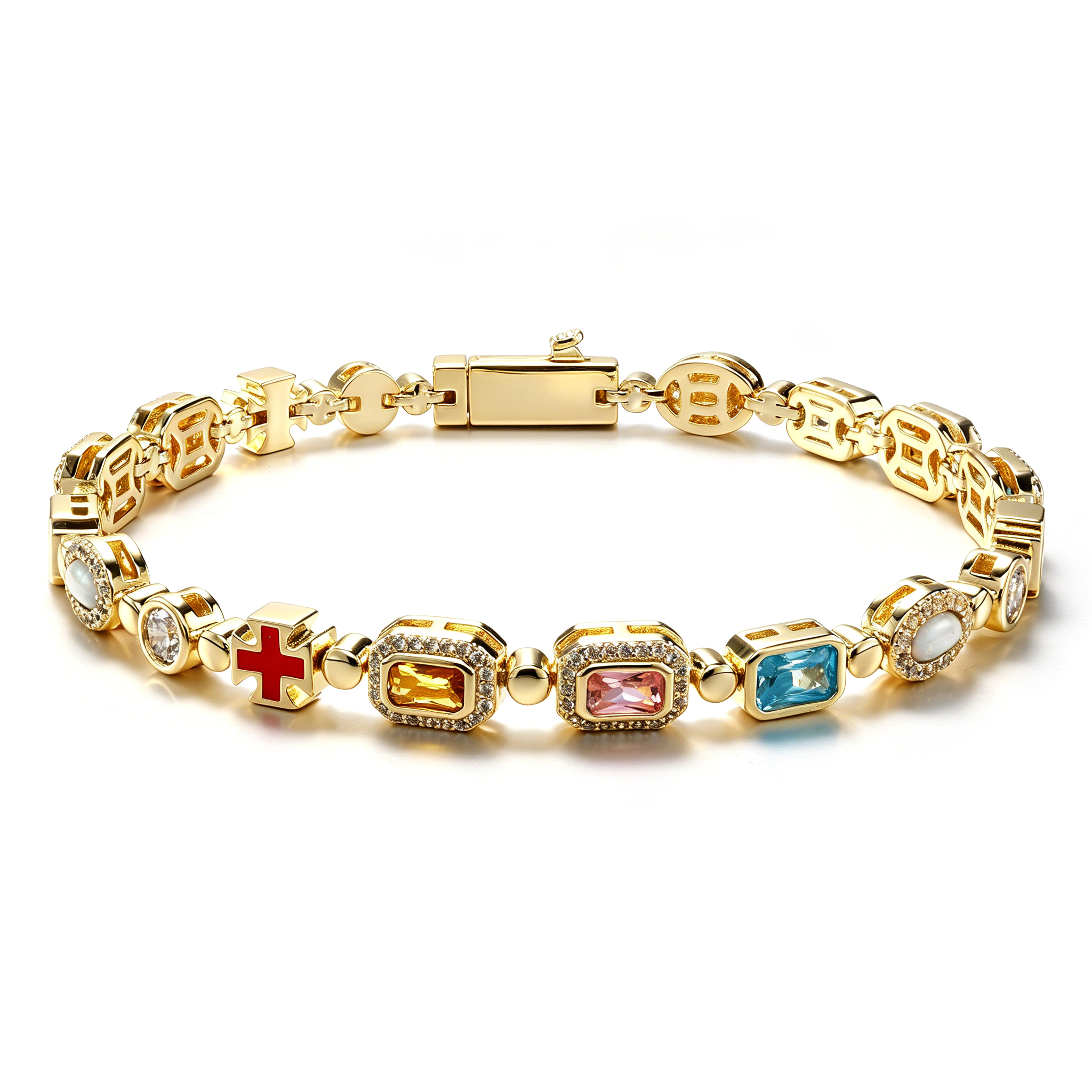 14K Gold Plated Multi Motifs Bracelet
