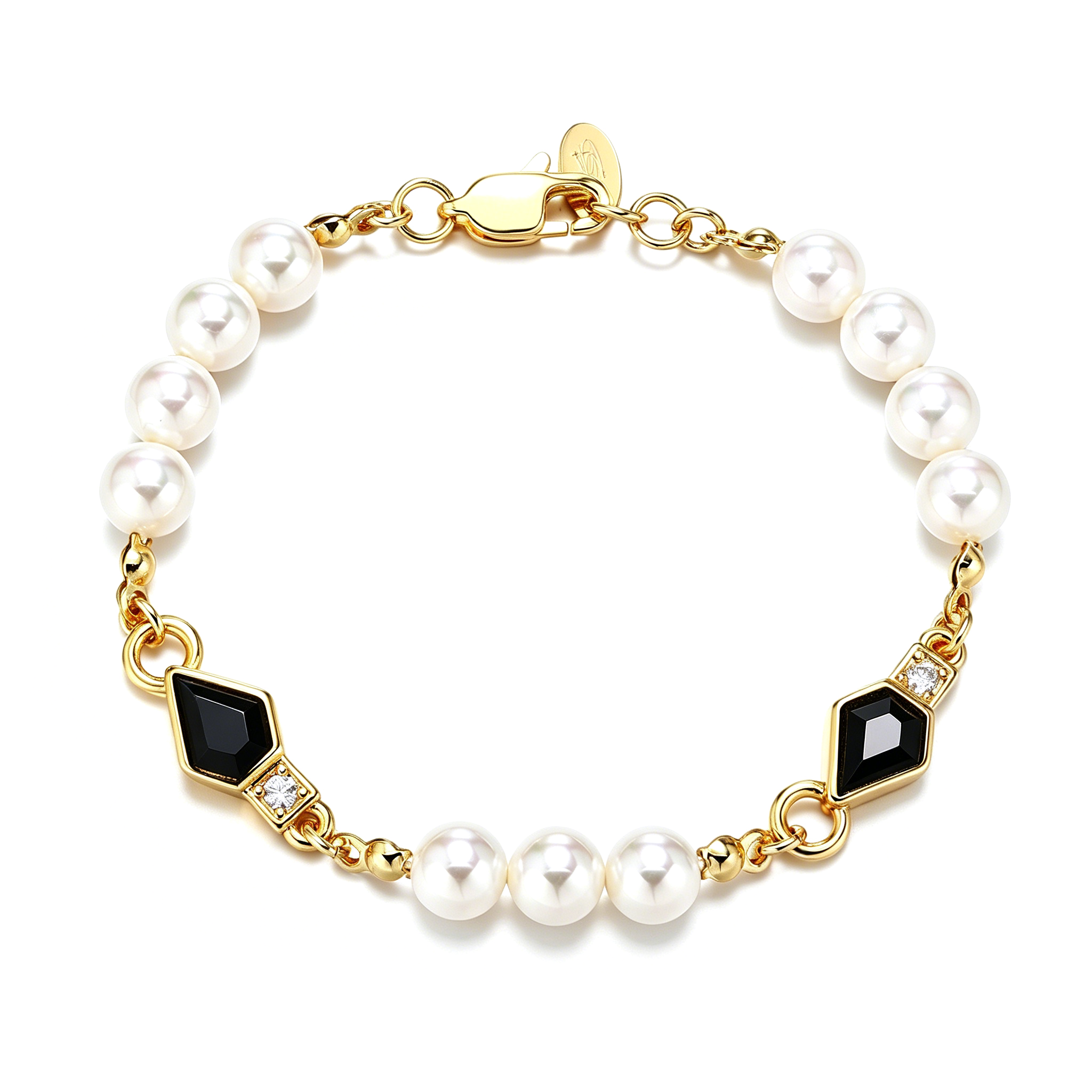 7mm Black Beads Pearl Bracelet