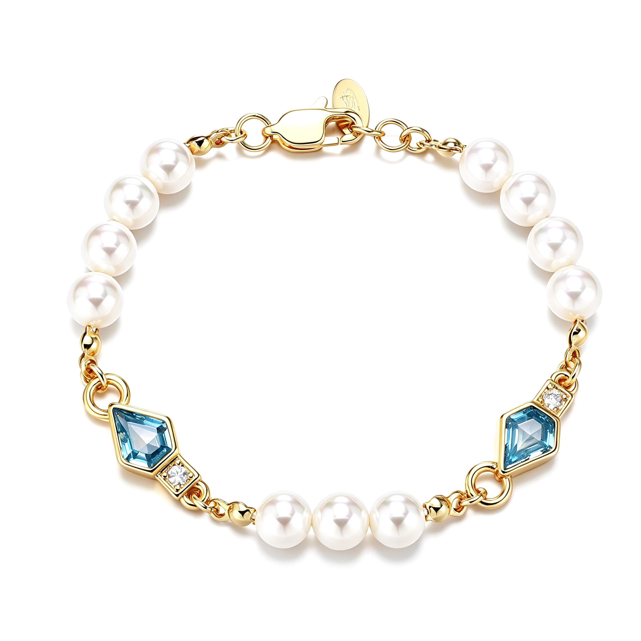 7mm Aqua Beads Pearl Bracelet