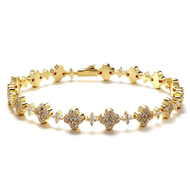 White Gold Plated Multi Color Shape Tennis Bracelet