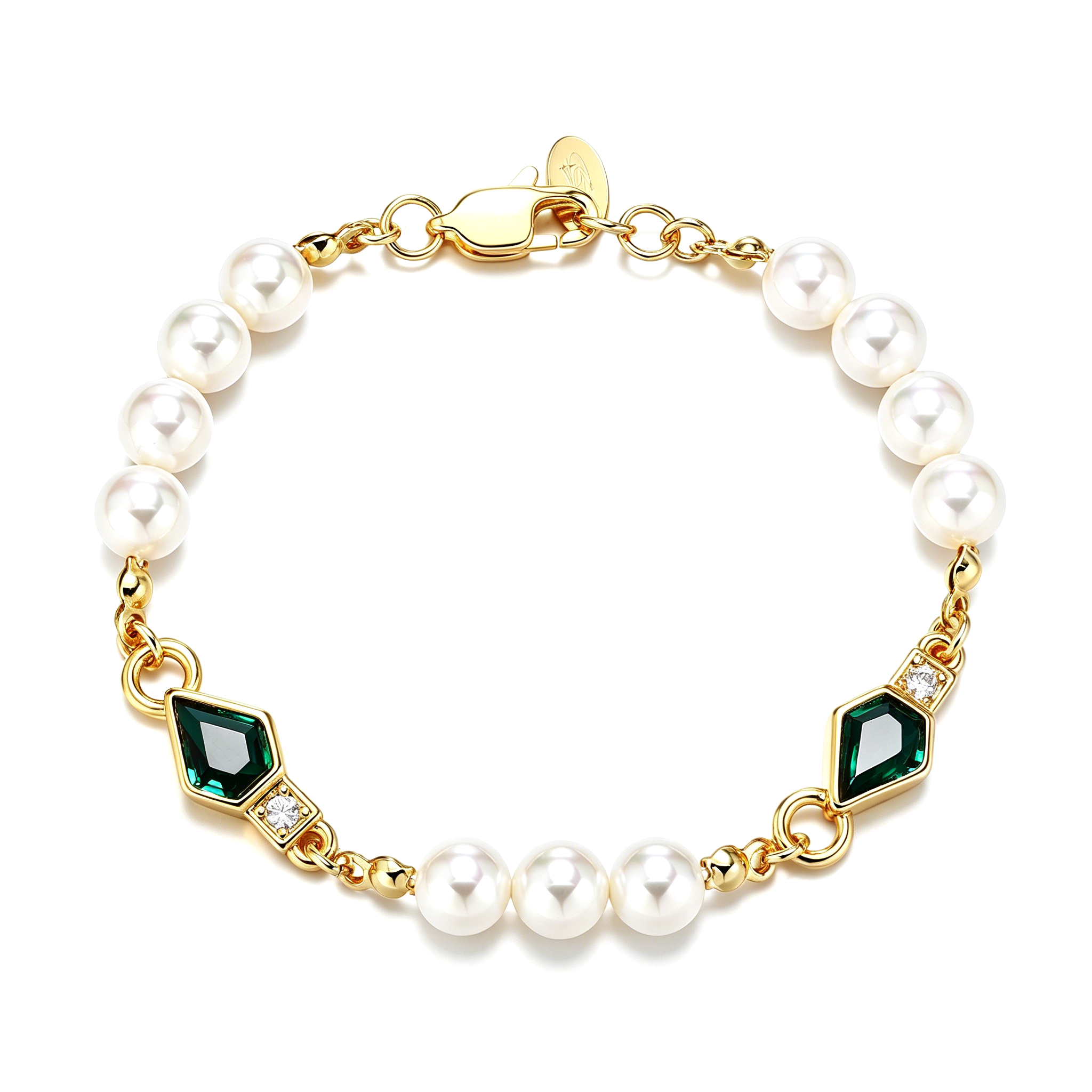 7mm Emerald Beads Pearl Bracelet