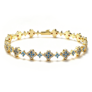 White Gold Plated Multi Color Shape Tennis Bracelet