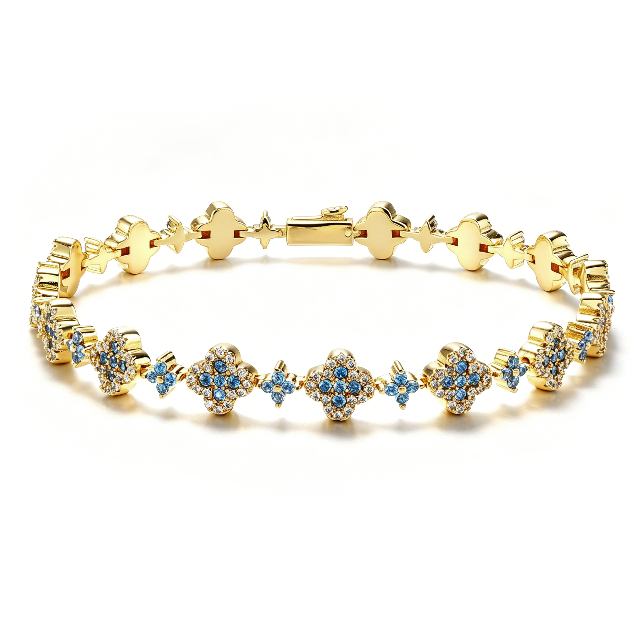 8mm 14K Gold Plated Aqua Motifs Bracelet