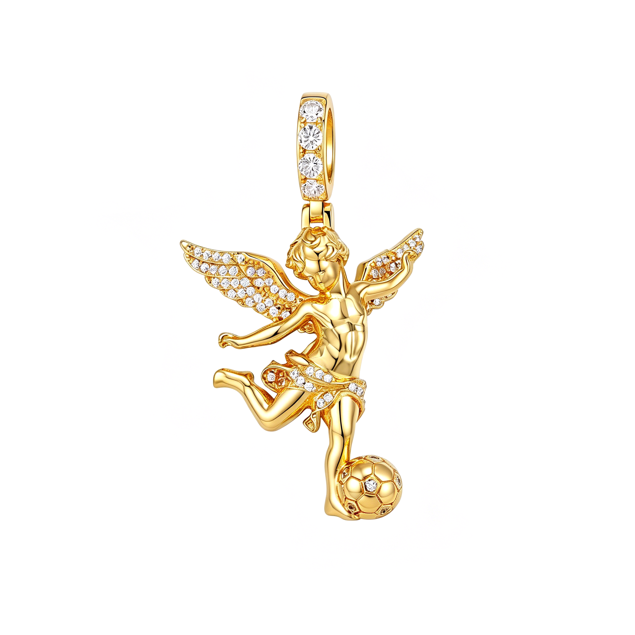 14K Plated Football Angels Pendant