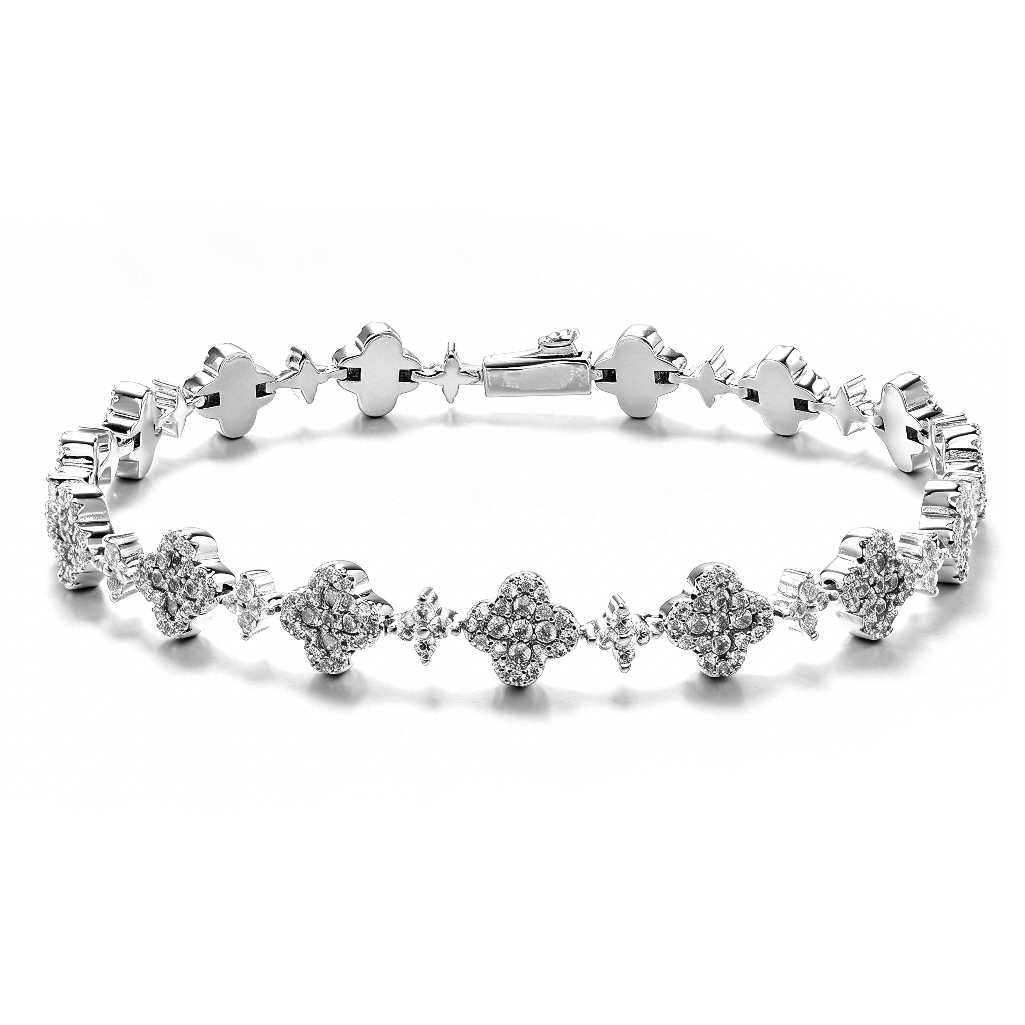 8mm White Gold Plated Motifs Bracelet