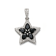 White Gold Plated Black Star Pendant