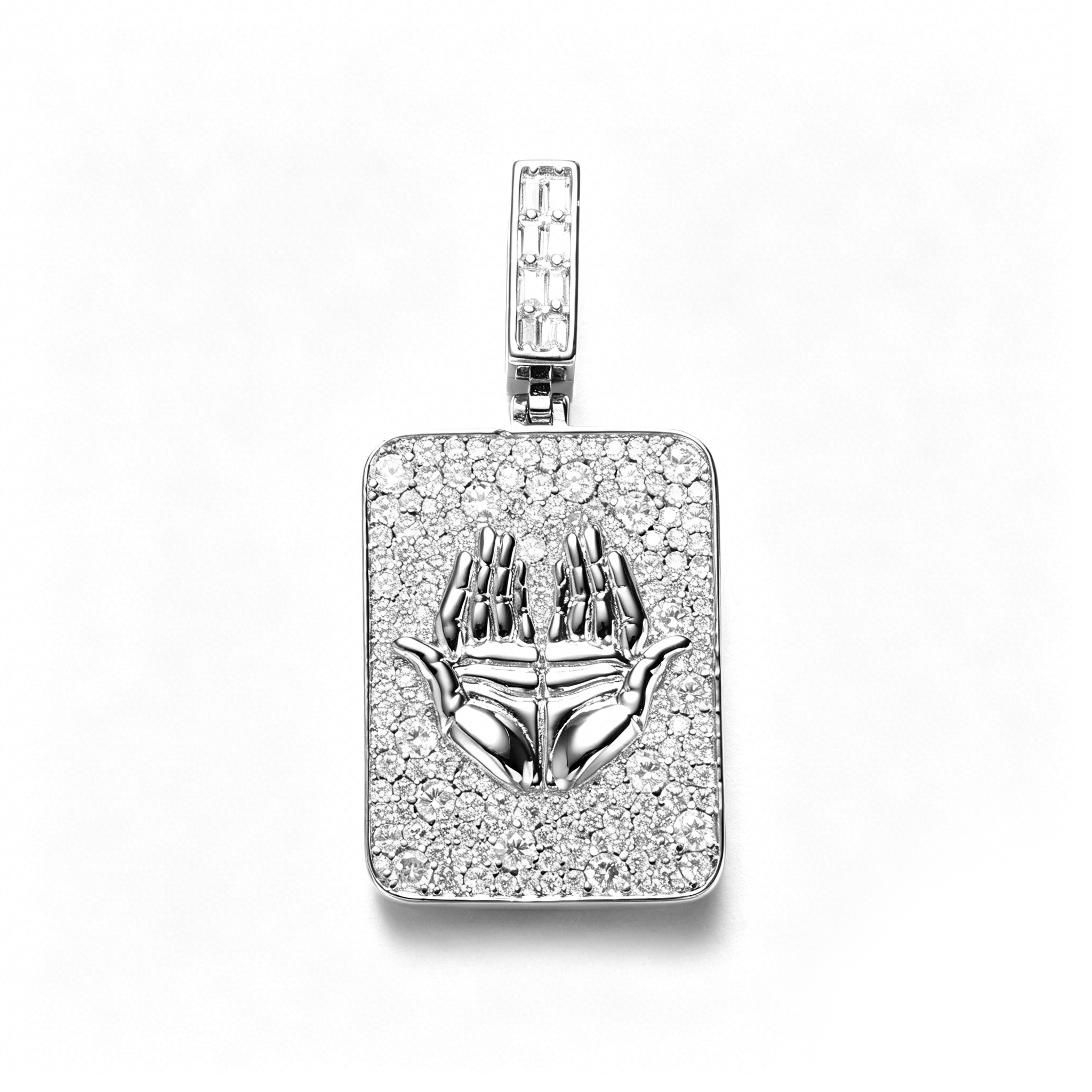 White Gold Plated Mosaic Setting HMDL Pendant