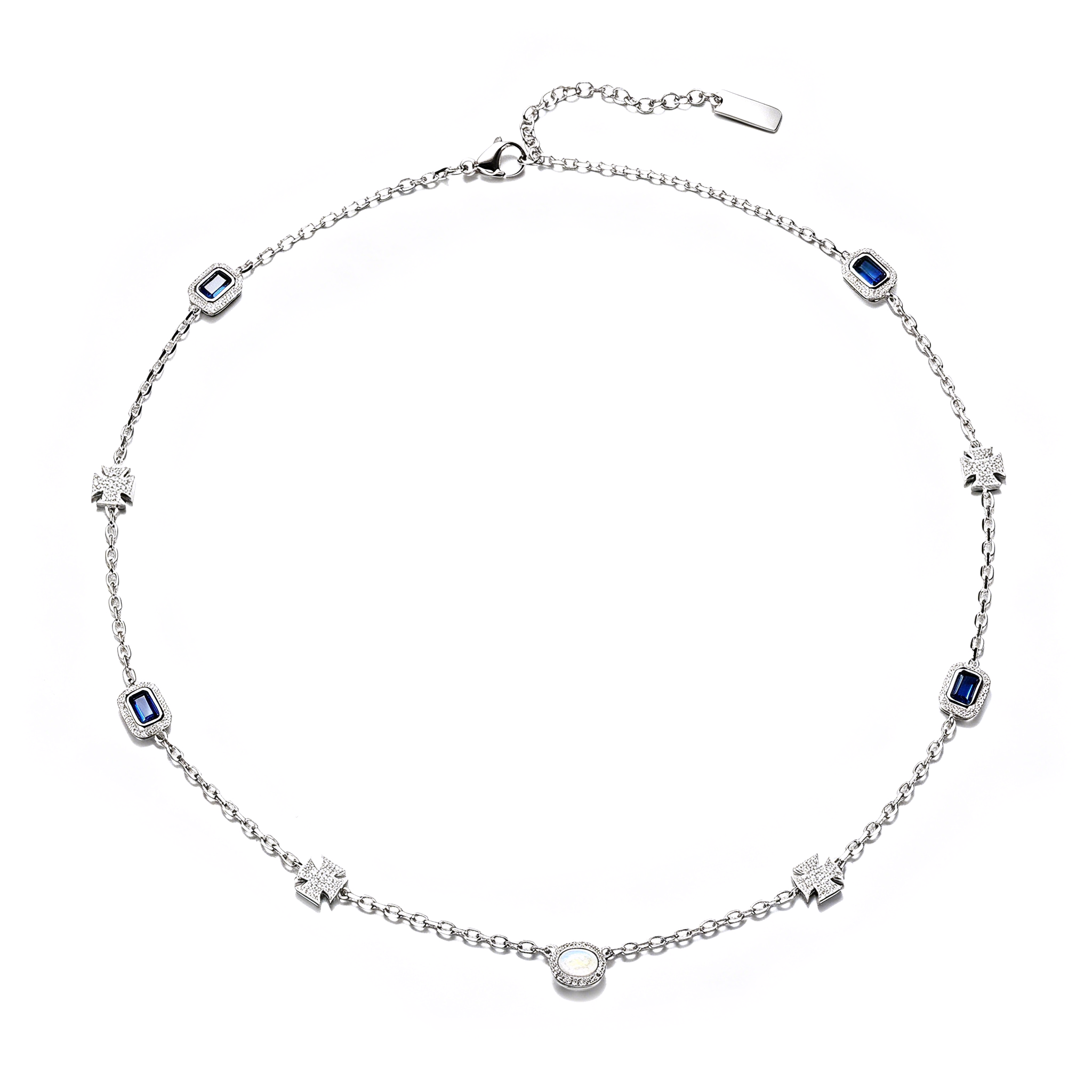 White Gold Plated Thin Emerald Iced Motif Bracelet