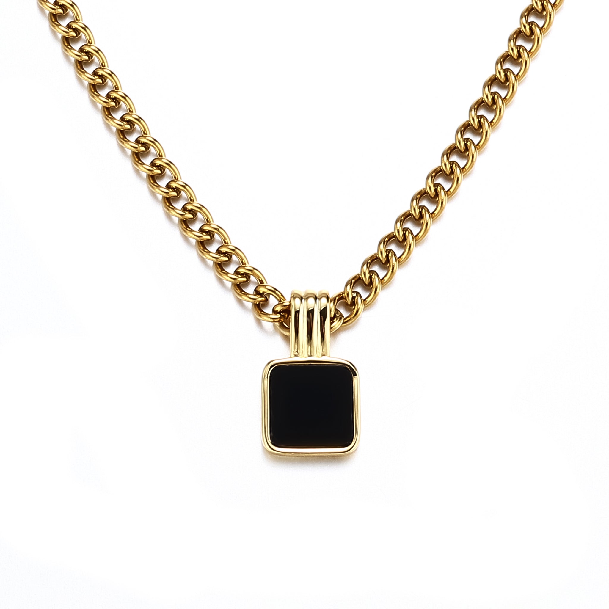 14K Plated Mini Onyx Pendant