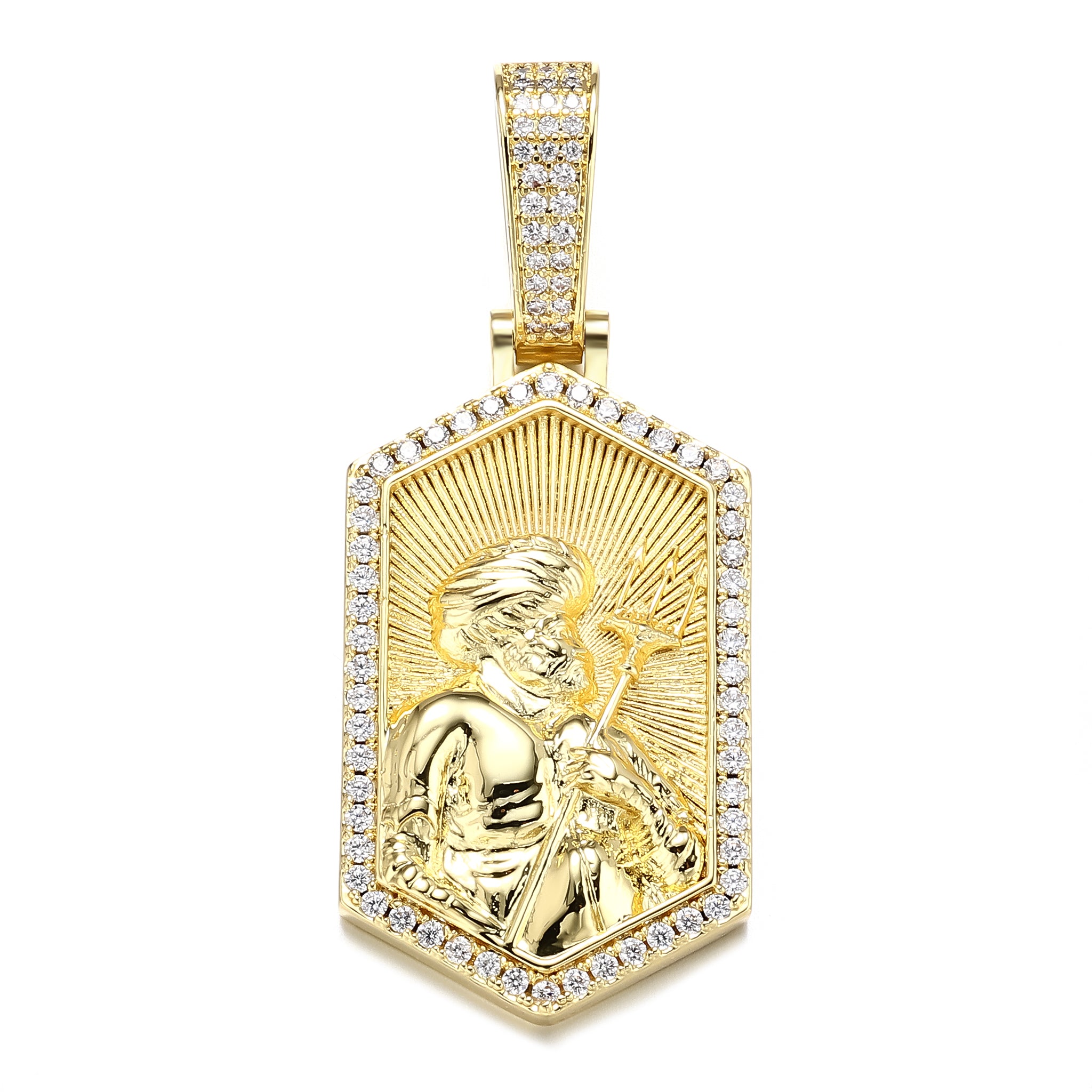 14K Gold Plated Poseidon Barbaros Pendant
