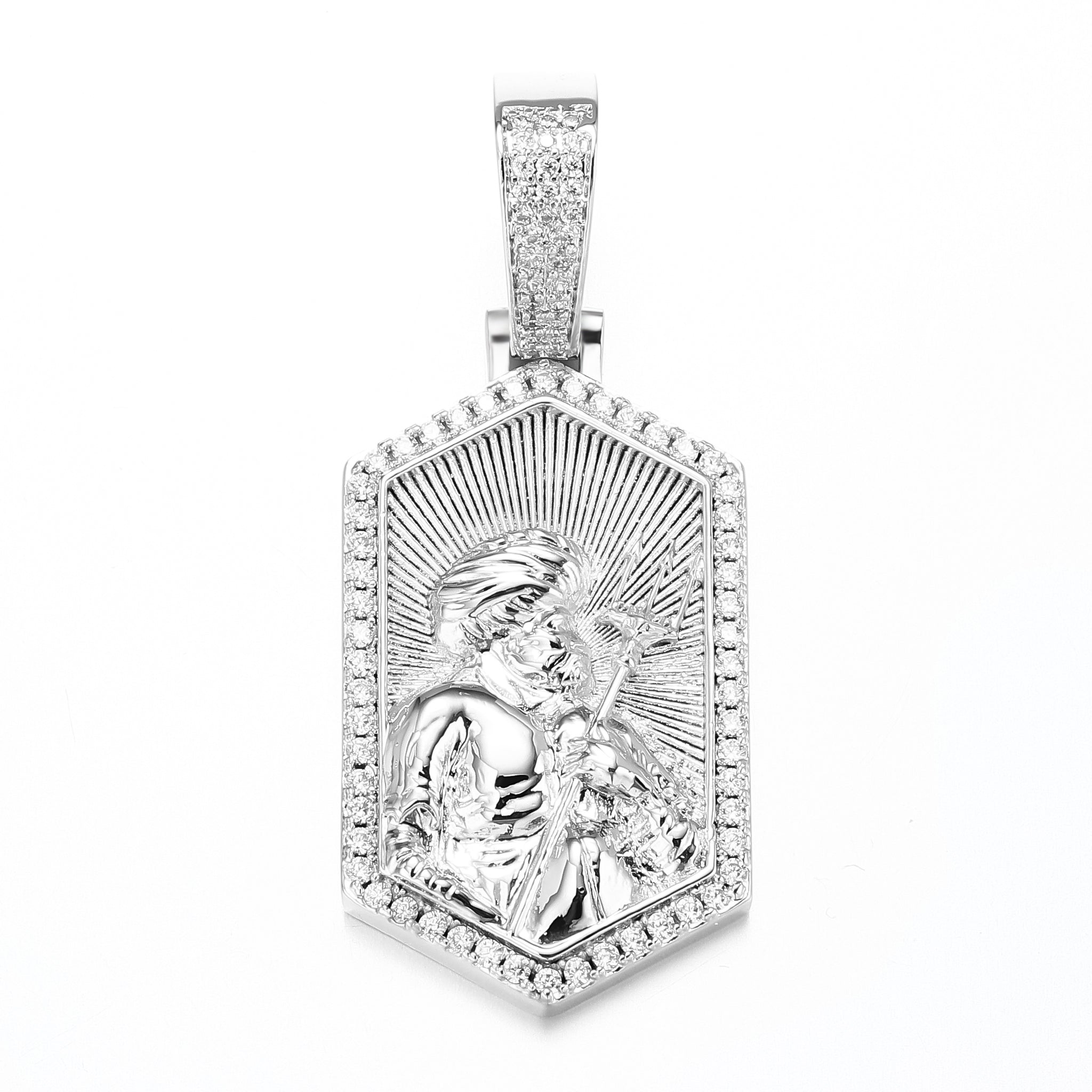 White Gold Plated Poseidon Barbaros Hayrettin Pasha Pendant | G Central Store