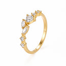 925 Silver 14K Gold Plated Iced Multi-Shape Stone Ring