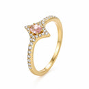 925 Silver 14K Gold Plated Oval Pink Star Ring